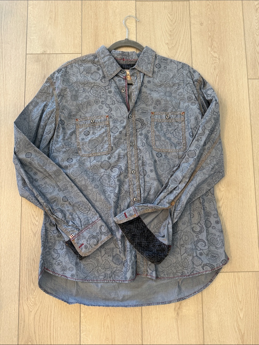 Italina Chambray Paisley Button-Down Shirt Jacket